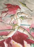 Red Sonja portayed in a whimsical stylr by Micael Avon-Oeming - Afbeelding 1