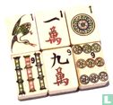 Mah Jongg Been&Bamboe Chinees houten kistje met klikklak-frontpaneel met gouden initialen - Image 2