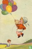 Meisje gaat de lucht in met ballonnen - Afbeelding 1