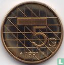 Nederland 5 gulden 1991 (PROOF) - Afbeelding 1