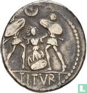 Romeinse Republiek, L. Titurius Sabinus AR Denarius, Rome 89 v.Chr. - Afbeelding 2