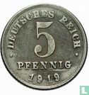Duitse Rijk 5 pfennig 1919 (F) - Afbeelding 1