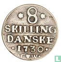 Denemarken 8 skilling 1730 - Afbeelding 1