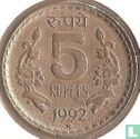 Inde 5 roupies 1992 (Hyderabad - security edge) - Image 1