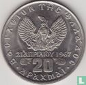 Grèce 20 drachmai 1973 (large bord, ondes discontinues) "Le coup d'état du 21 avril 1967" - Image 2