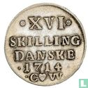 Denemarken 16 skilling 1714 - Afbeelding 1