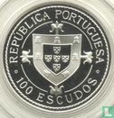 Portugal 100 escudos 1987 (PROOF - zilver) "Nuno Tristão reached river Gambia in 1446" - Afbeelding 2