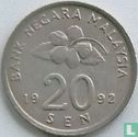 Malaysia 20 sen 1992 - Image 1