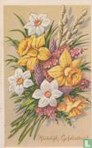 Hartelijk Gefeliciteerd -  Bos gele en witte bloemen - Afbeelding 1