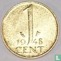 Nederland 1 cent 1948 verguld - Afbeelding 1