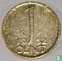 Nederland 1 cent 1952 verguld - Afbeelding 1