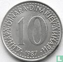 Yugoslavia 10 dinara 1987 (misstrike) - Image 1