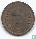 Hongarije 2 fillér 1937 - Afbeelding 1