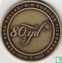 Turkey 20 türk lirasi 2013 (OXYDE - brass) "80th Anniversary of Turkish Airlines" - Image 2