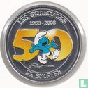 België 5 euro 2008 (PROOF - gekleurd) "50 years of the Smurfs" - Afbeelding 2