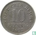 Empire allemand 10 pfennig 1922 (F) - Image 1