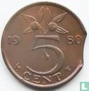 Pays-Bas 5 cent 1980 (fauté) - Image 1