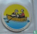 Popeye & Olive Oyl in roeiboot