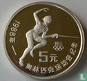 China 5 yuan 1988 (PROOF) "Summer Olympics in Seoul - Fencing" - Afbeelding 2