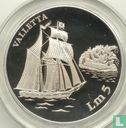 Malte 5 liri 1994 (BE) "Sailing ship Valletta" - Image 2