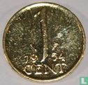 Nederland 1 cent 1954 verguld - Afbeelding 1