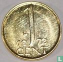 Nederland 1 cent 1972 verguld - Afbeelding 1