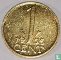 Nederland 1 cent 1953 verguld - Image 1