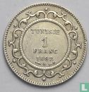 Tunisia 1 franc 1892 (AH1309) - Image 1