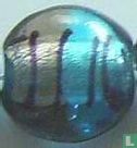 Glasperle "Button" mit Silberfolie blau/silber - Afbeelding 1