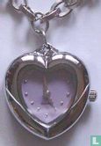 Bettelarmband mit Uhranhänger lila Herzform - Afbeelding 2