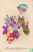 Hartelijk Gefeliciteerd: Jongen met kruiwagen vol bloemen - Image 1