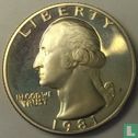 Verenigde Staten ¼ dollar 1981 (PROOF - type 2) - Afbeelding 1