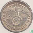 Empire allemand 5 reichsmark 1937 (G) - Image 1