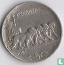 Italie 50 centesimi 1921 (tranche striée) - Image 1