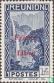 Salazie waterfall, overprinted "France libre" - Image 1