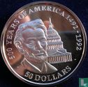Cook Islands 50 dollars 1990 (PROOF) "500 years of America - Abraham Lincoln" - Image 2