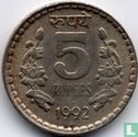 India 5 rupees 1992 (Bombay) - Image 1
