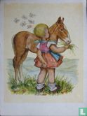 Meisje met paard en Vlinders - Afbeelding 1