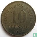 Empire allemand 10 pfennig 1922 (E) - Image 1