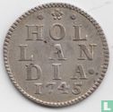 Hollande 1 duit 1745 (argent) - Image 1