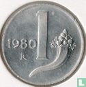 Italy 1 lira 1980 - Image 1
