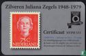 Zilveren Juliana Postzegel 1949 - Afbeelding 1