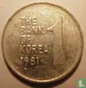 Corée du Sud 1 won 1981 - Image 1