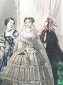 Toilettes de la mademoiselle Lhopiteau, trois femmes, une robe de mariage (1850-1853) - 443