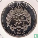 Tonga 50 seniti 1967 (PROOF - with countermark) "Coronation of Taufa'ahau Tupou IV" - Image 2