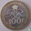 Monaco 100 francs 1989 "40th Anniversary of the Reign of Prince Rainier III" - Afbeelding 2