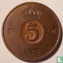 Suède 5 öre 1961 (U) - Image 1