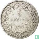 France 5 francs 1831 (Incuse text - Bareheaded - MA) - Image 1