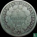 Frankrijk 2 francs 1871 (grote K - met legenda) - Afbeelding 1