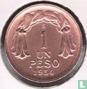 Chili 1 peso 1954 (cuivre) - Image 1